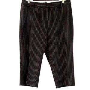 PETITE SOPHISTICATE PINSTRIPED HIGH WAISTED CROPPED PANTS BLACK WHITE SIZE 14P